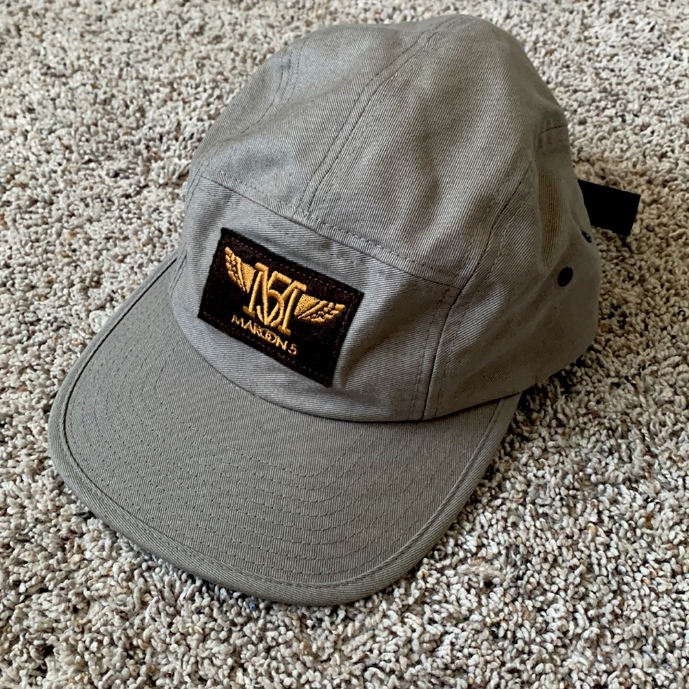 Maroon 5 5-Panel Adjustable Hat, Adjustable Buckle, Gold Wing Crest